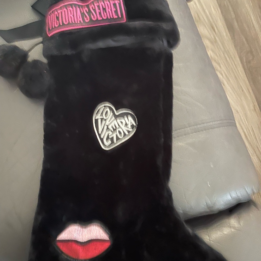 Victoria's Secret Black Hat with Pink Accents
